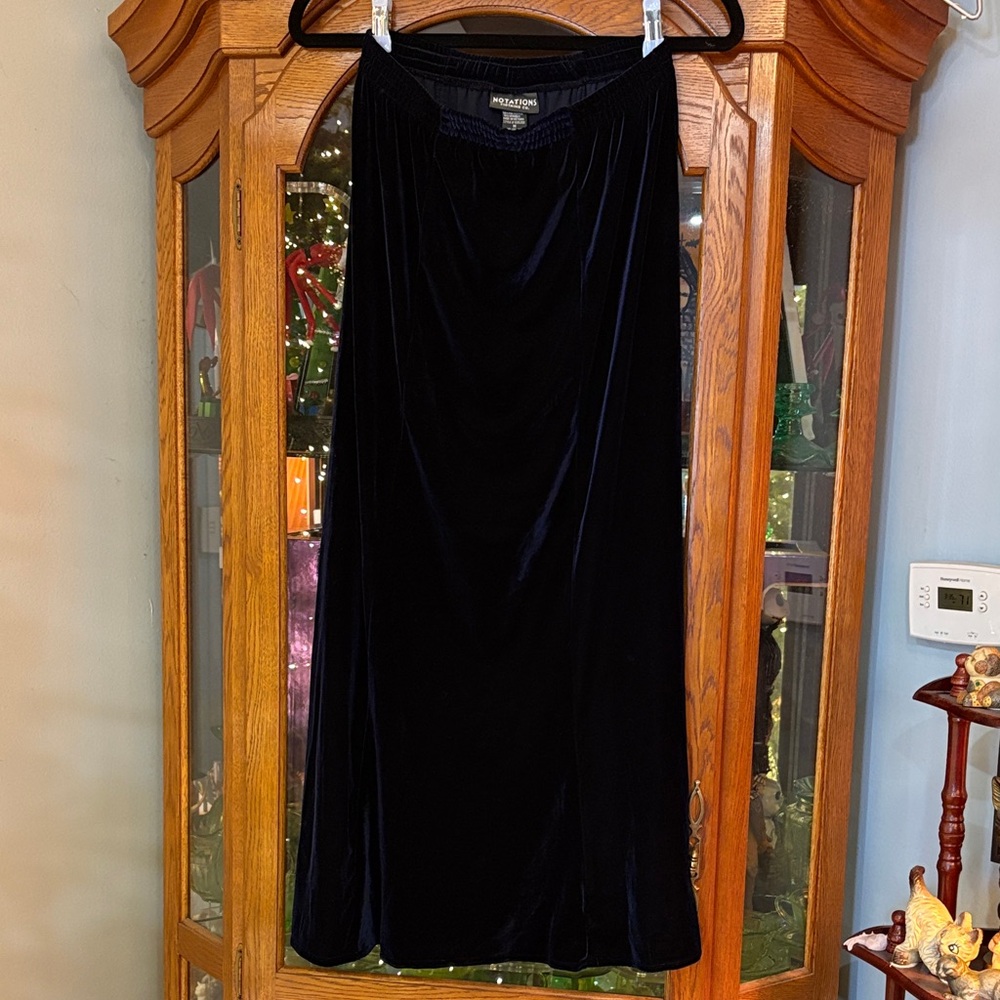 Notations Blue Velvet Skirt